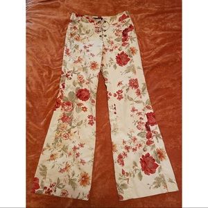 Vintage Express lace up floral flare jeans - size 1/2